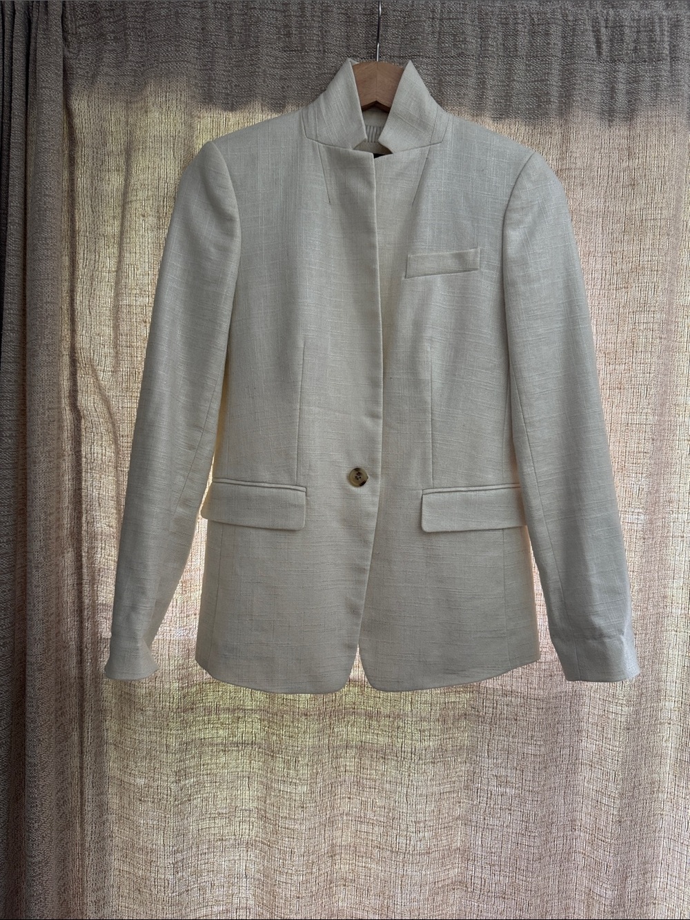 J. Crew Regent Blazer Cream Single-Button Stand-Collar